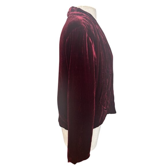 Lavender Brown Velvet Drape Jacket Women’s Medium – Wine Burgundy Silk Blend Sof - Picture 5 of 10